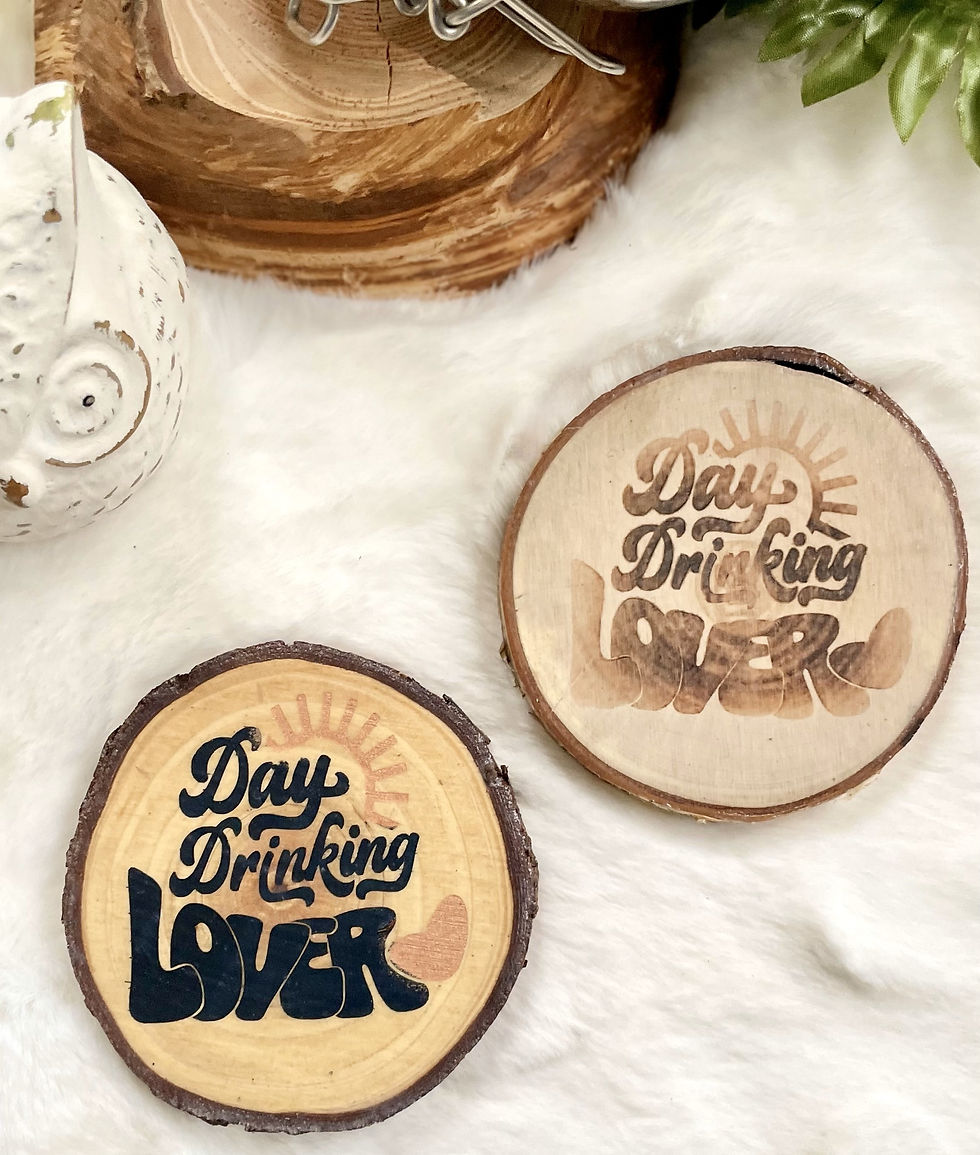 Thumbnail: wine themed wood slice coaster options - Day Drinking
