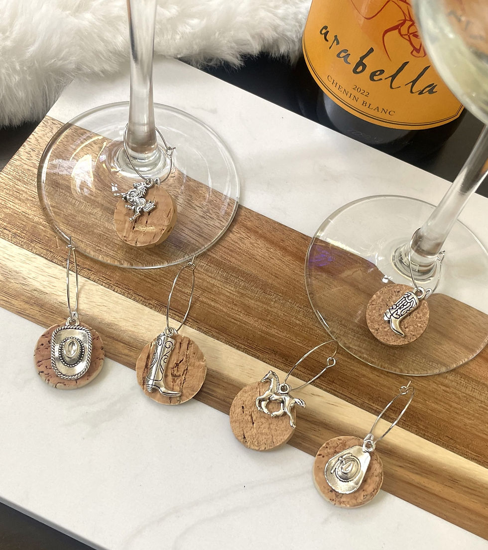 Thumbnail: set of 6 silver western/equestrian themed wine glass charms