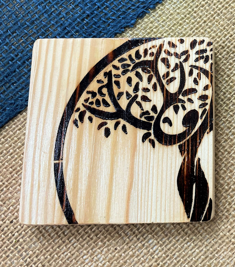 Thumbnail: Tree of Life Coaster Sets, Natural Wood Burned Celtic Influence Coasters