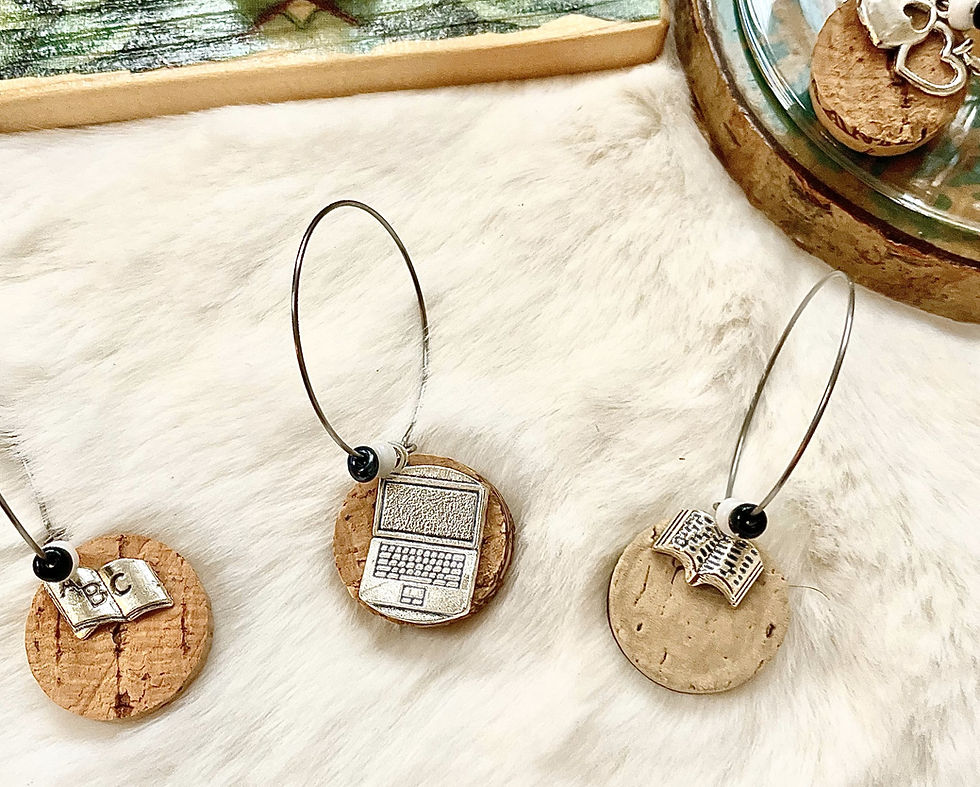 Thumbnail: Educator/teacher themed wine glass charms - set of 6