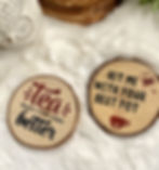 Thumbnail: tea themed wood slice coasters