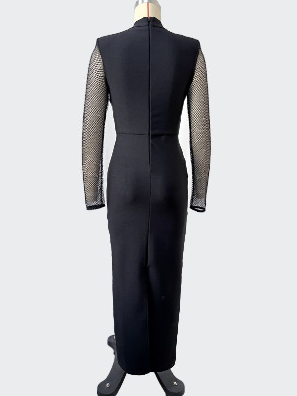 Thumbnail: Celeste Black Beaded Mesh Gown