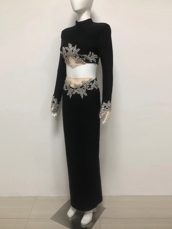 Thumbnail: Noir Royale Embellished Two-Piece Evening Set