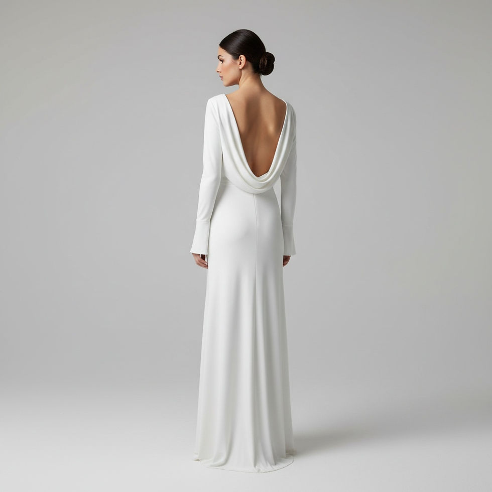 Thumbnail: White Draped Cowl-Back Evening Gown