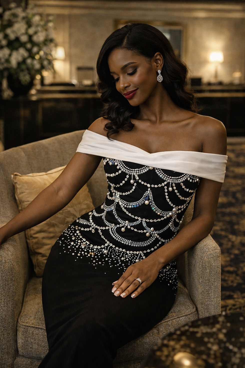 Thumbnail: Pearl Constellation Strapless Gown