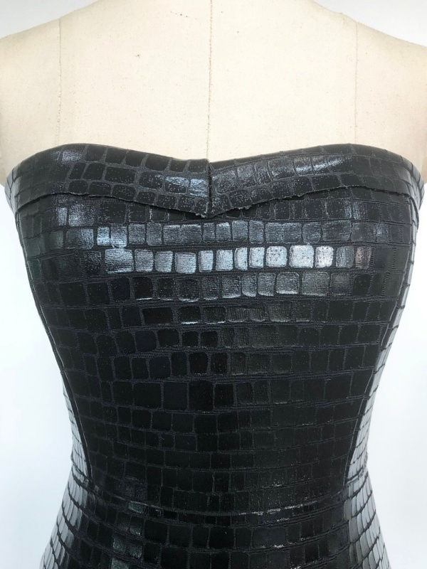 Thumbnail: Black Croc-Texture Strapless Midi Dress – Bodycon Silhouette
