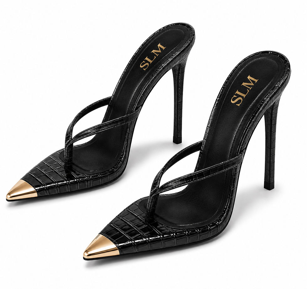 Thumbnail: Sky Croc Pointed Thong Mule Heels