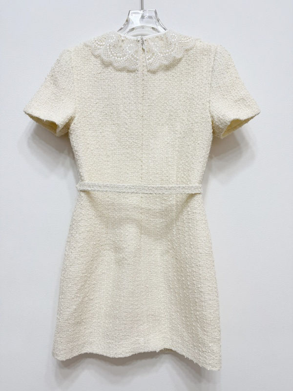 Thumbnail: Ivory Lace Collar Tweed Mini Dress