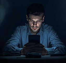 man looking at phone