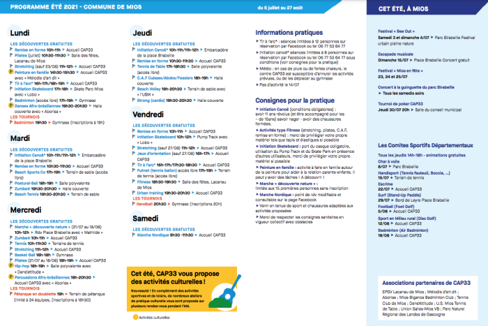 Programme d'activités CAP 33