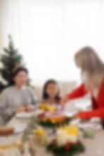 Mother, Daugher with ADHD and Grandma having breakfast on Christmas morning