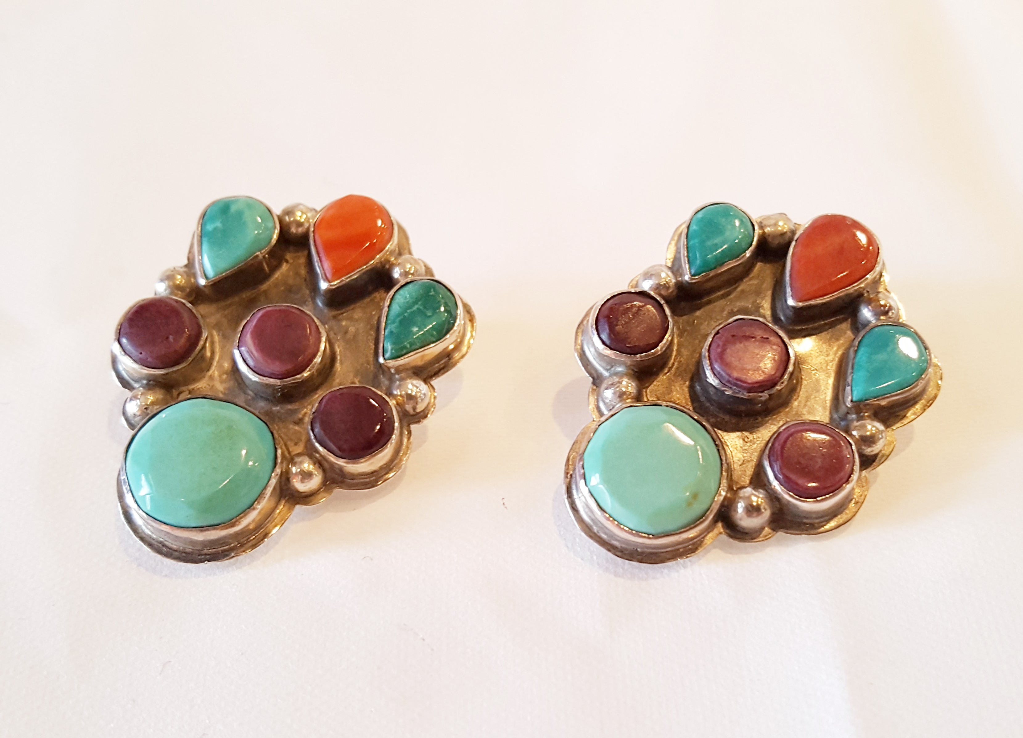 Vintage Sterling Multistone Earrings