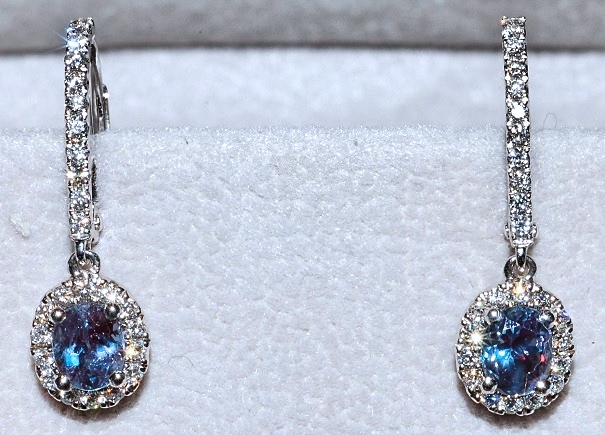 #397 - 18k White Gold Alexandrite Earrin