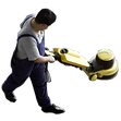 man buffing a floor