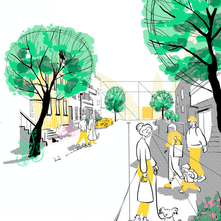 Teikningar fyrir Borgarhönnunarstefnu Reykjavíkurborgar. 