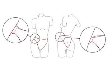 truing up the side seam of a bikini bottom pattern