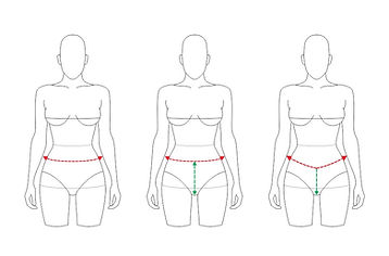 tension lines in a bikini bottom pattern