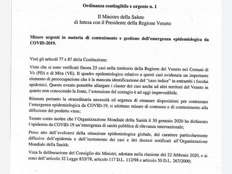 Ordinanza regionale Coronavirus: sospensione lezioni e stage.