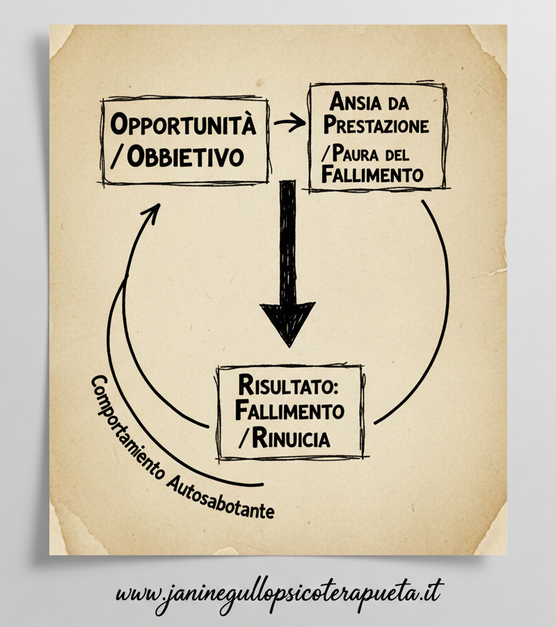 circolo vizioso del comportamento autosabotante