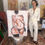 Thumbnail: Brittany Gilliam with her abstract figurative piece of a Curvy Woman Painting