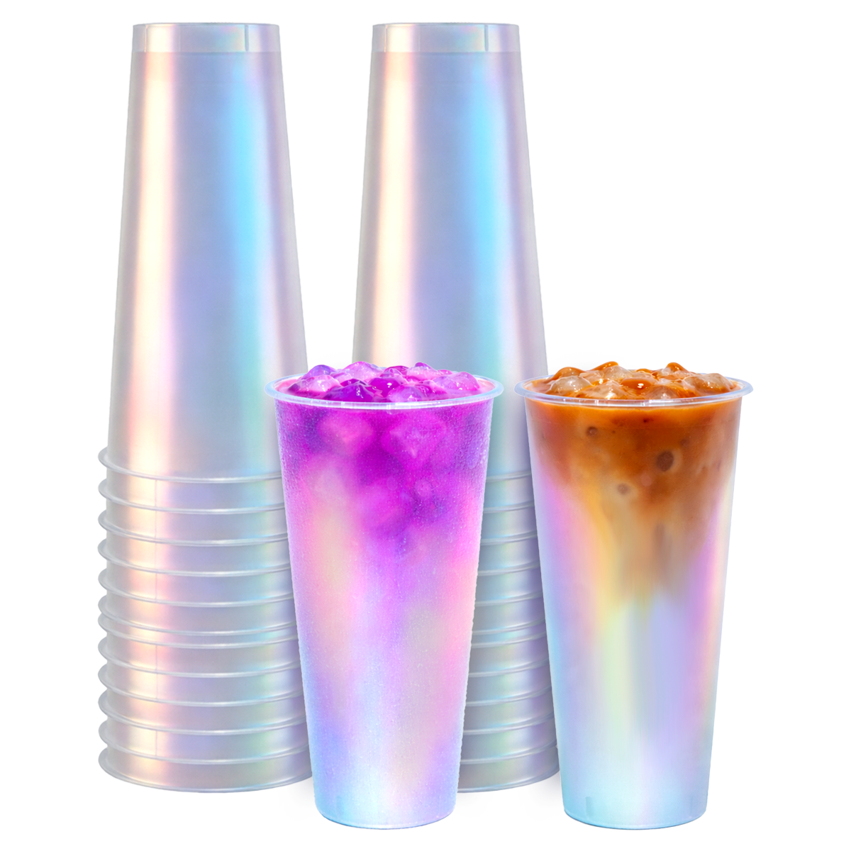 Vasos Reutilizable Sellable 24 oz 90 mm tornasol frosted VPD90TE700