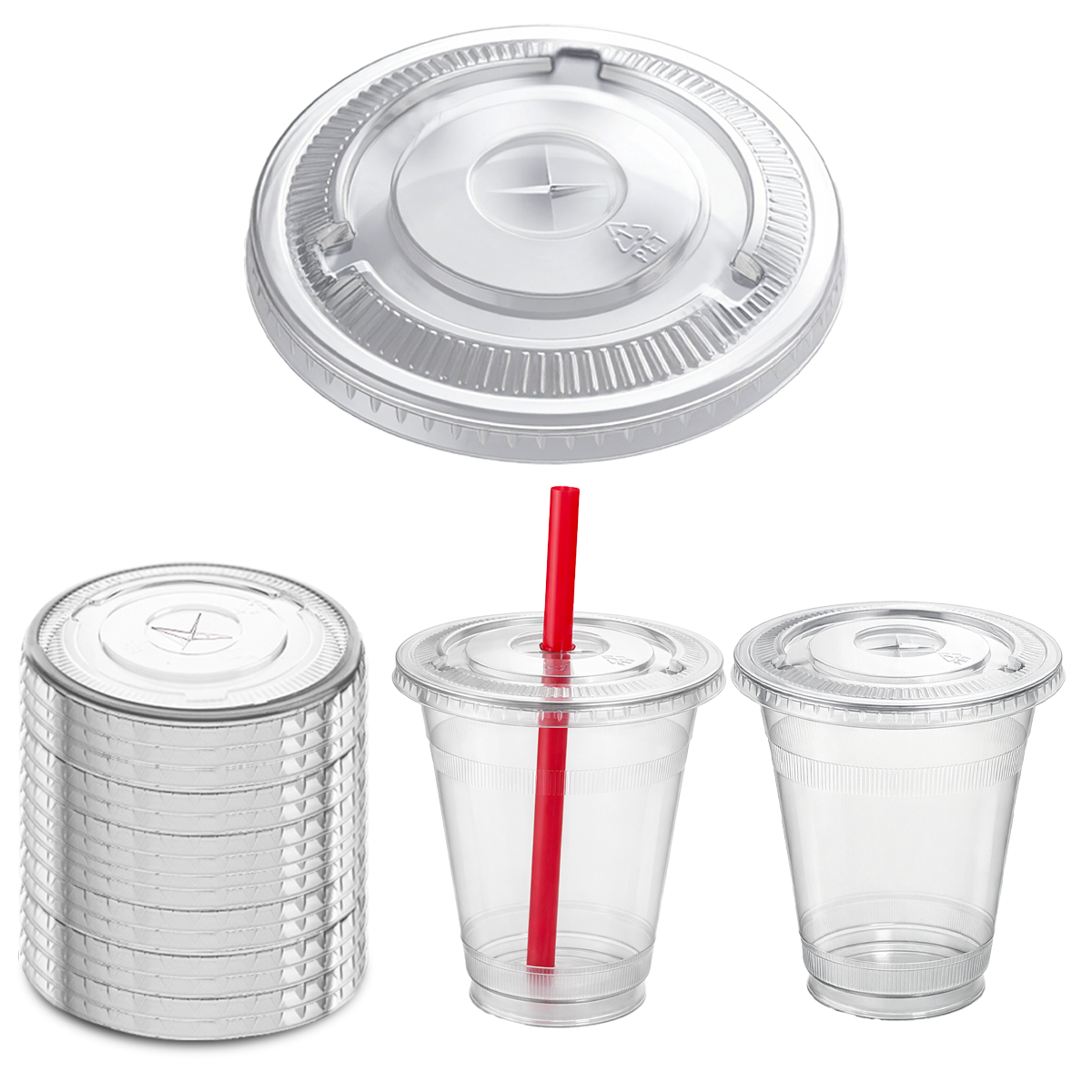 Tapas Desechables Plana Ultra Transparentes 96 mm