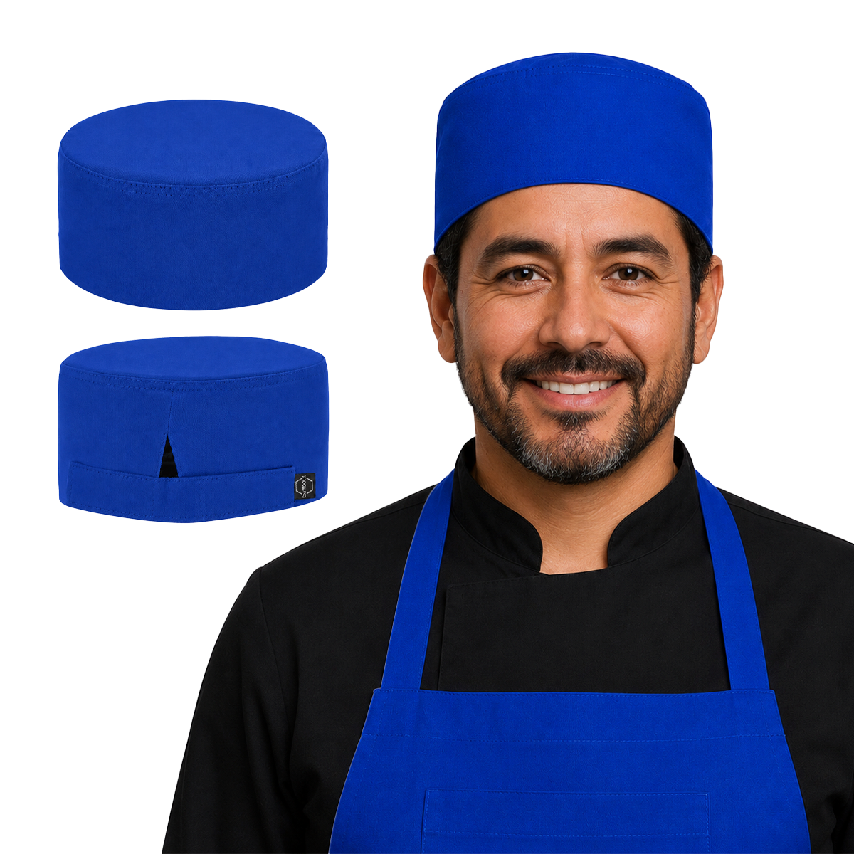 Gorro De Cocina Color Azul Rey Con Ajuste De Velcro
