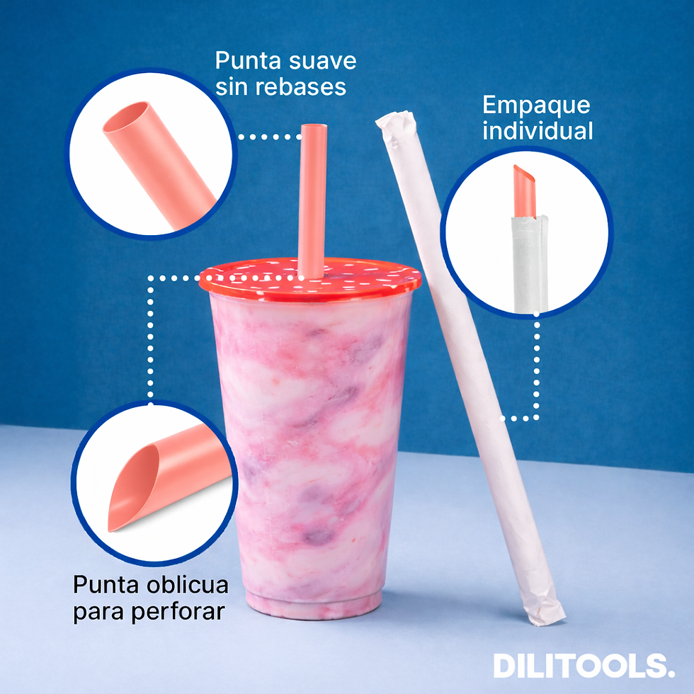 Miniatura: Popotes Rosados Para Tapioca 23cm de Largo y 1.1cm de Ancho