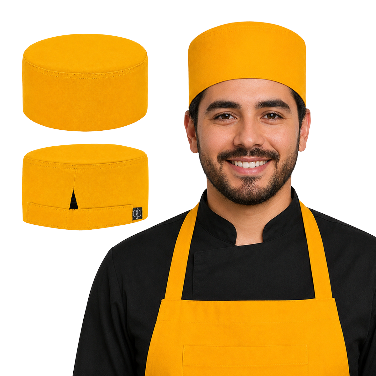 Gorro De Cocina Color Amarillo Con Ajuste De Velcro