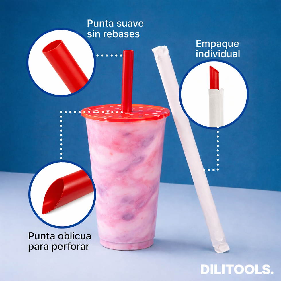 Miniatura: Popotes Rojos Para Tapioca 23cm de Largo y 1.1cm de Ancho