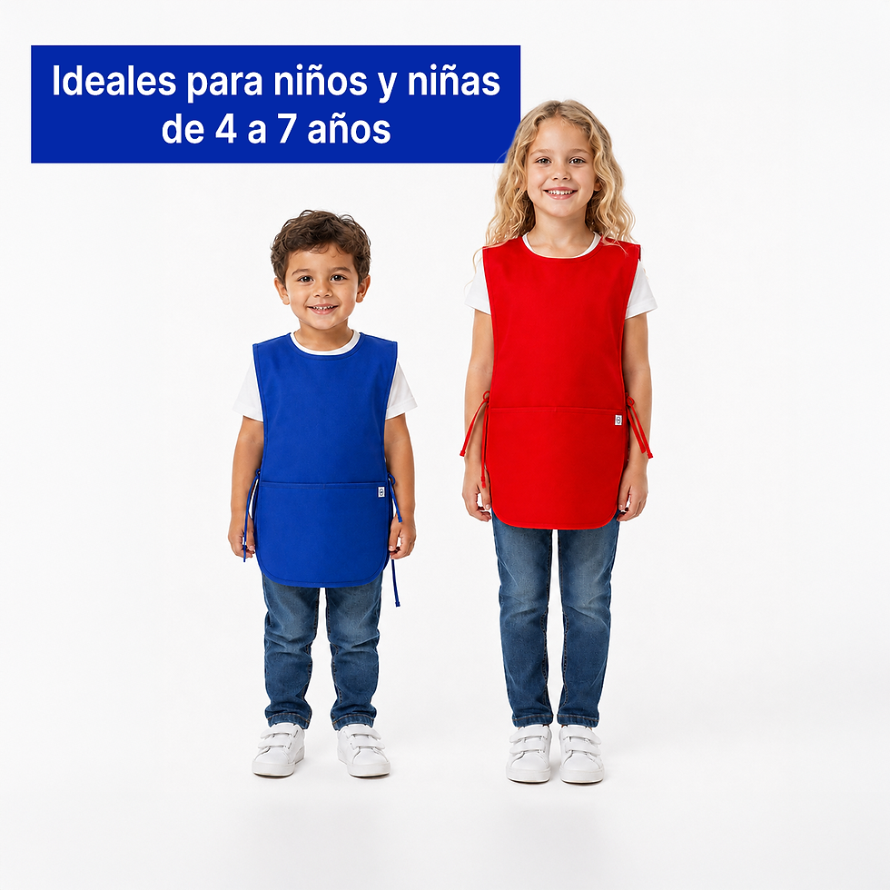 Miniatura: Mandil Escolar Azul Rey Unitalla Para Niño Y Niña Paquete De 4 Piezas
