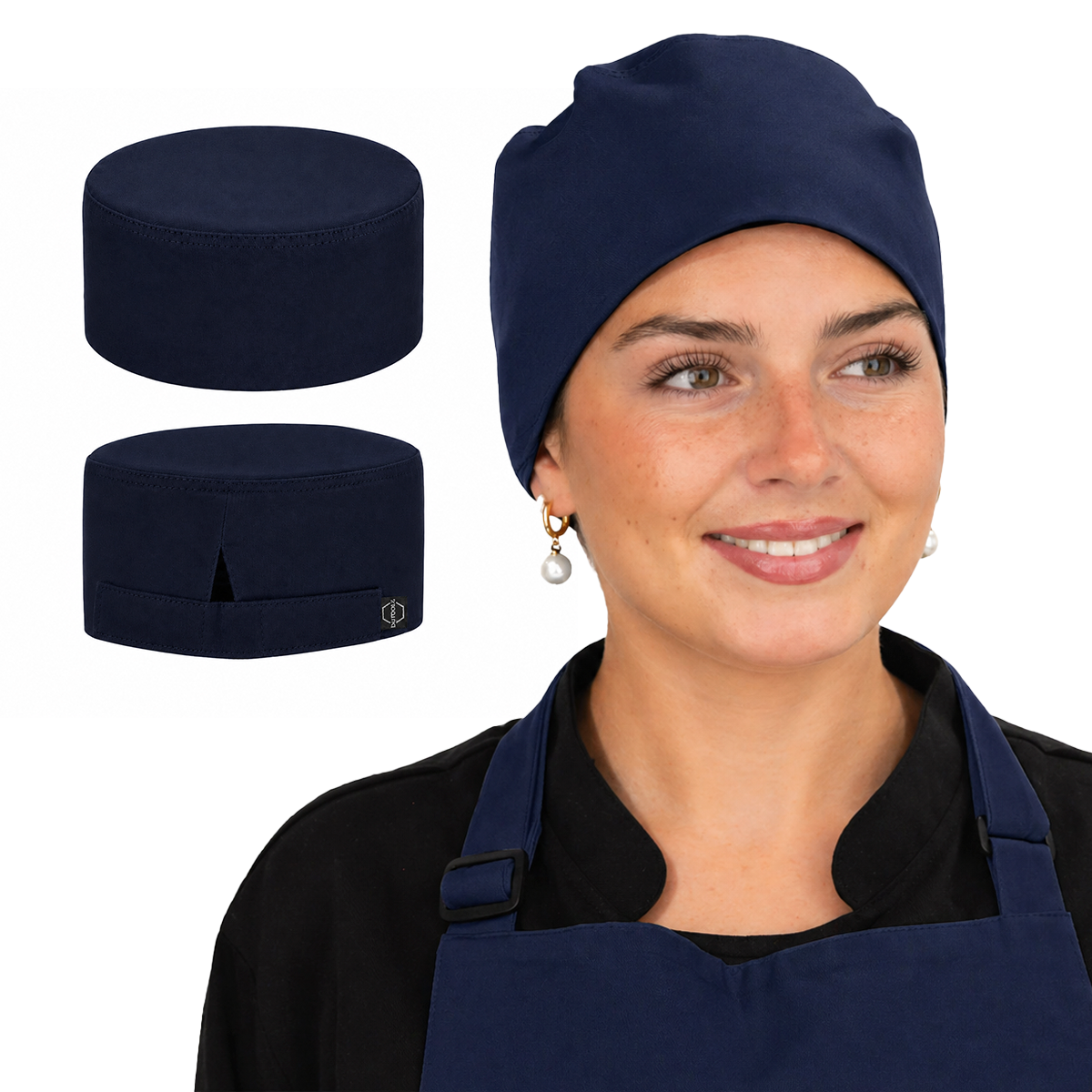 Gorro De Cocina Color Azul Marino Con Ajuste De Velcro
