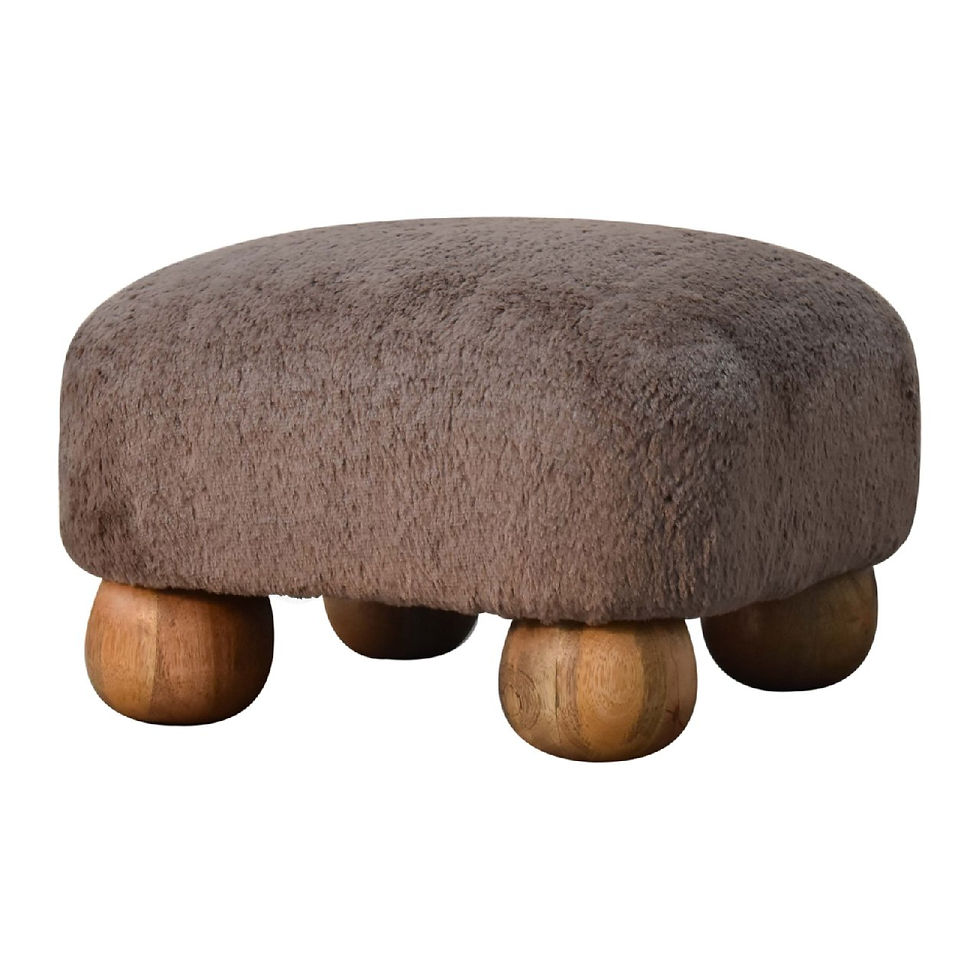 Thumbnail: Mocha Faux Fur Nordic Footstool