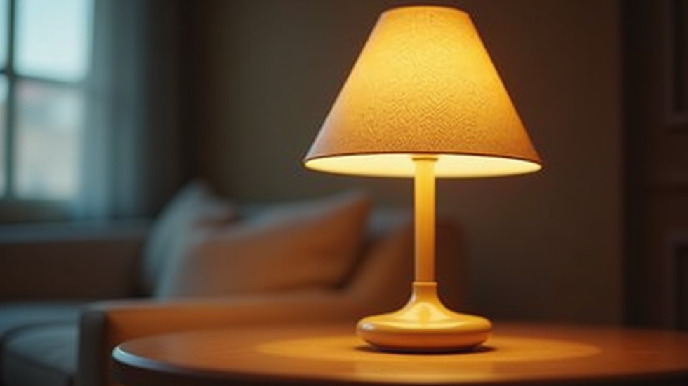 Close-up view of a stylish table lamp with a warm glow