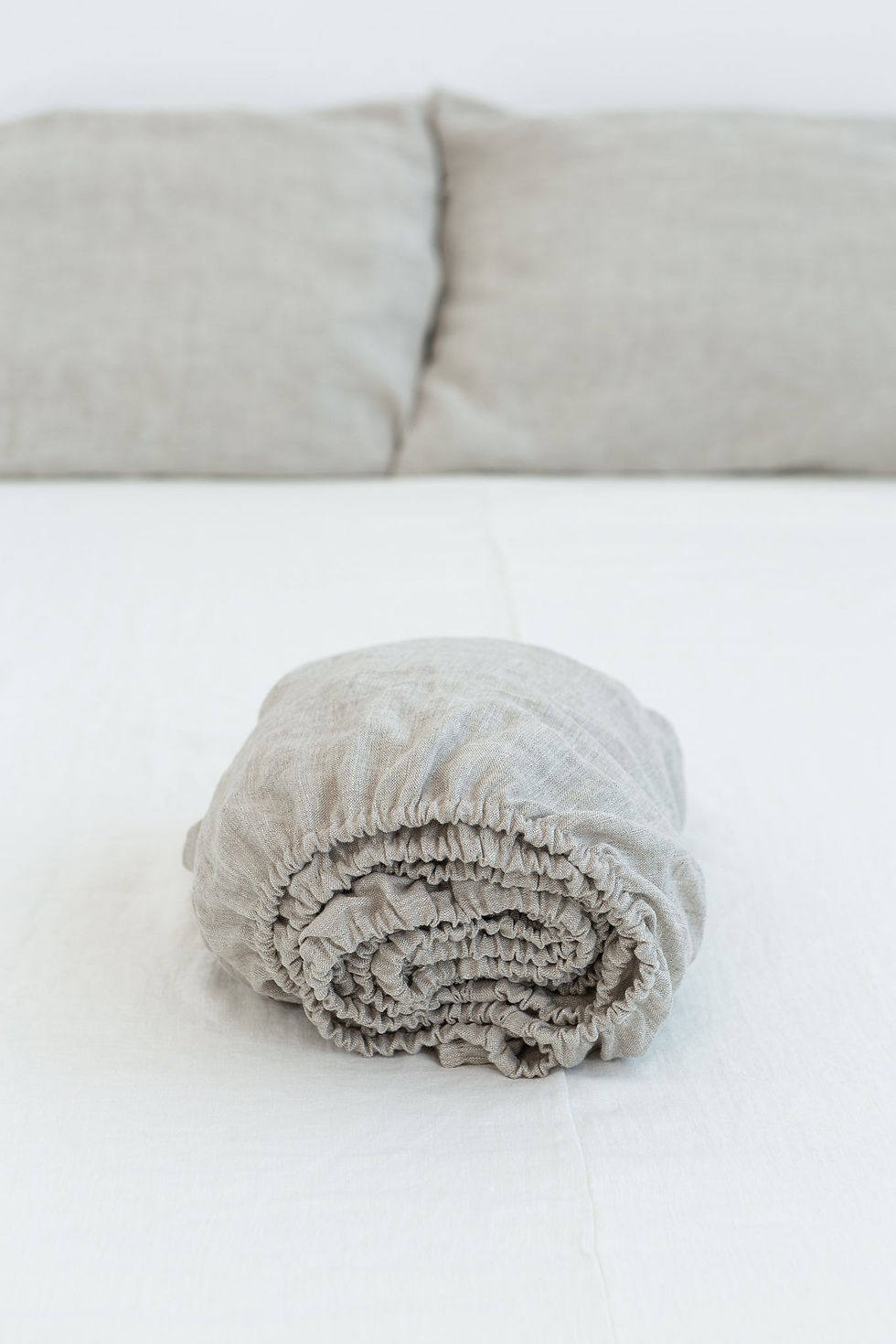 Thumbnail: Natural Light and Striped Beige double side linen bedding set