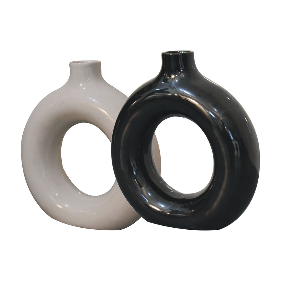 Thumbnail: Black & White Gloss Flower Vase