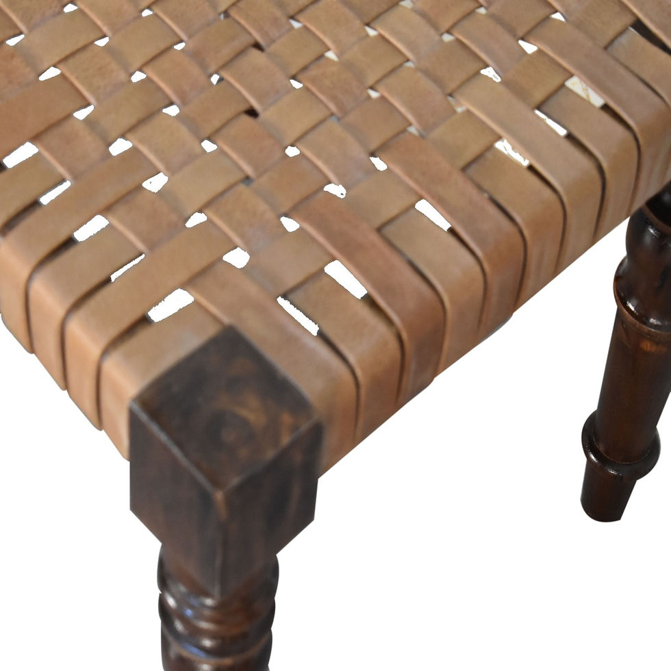 Thumbnail: Woven Leather Footstool