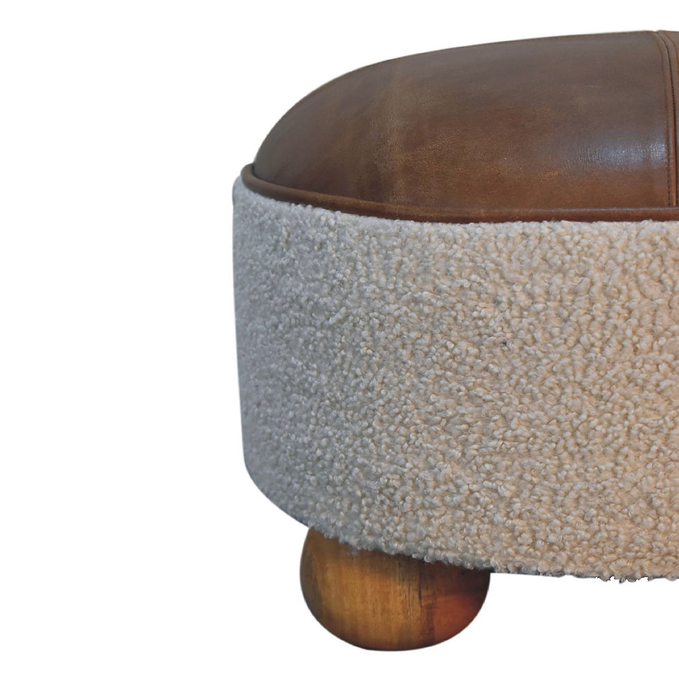 Thumbnail: Cream Boucle Buffalo Footstool