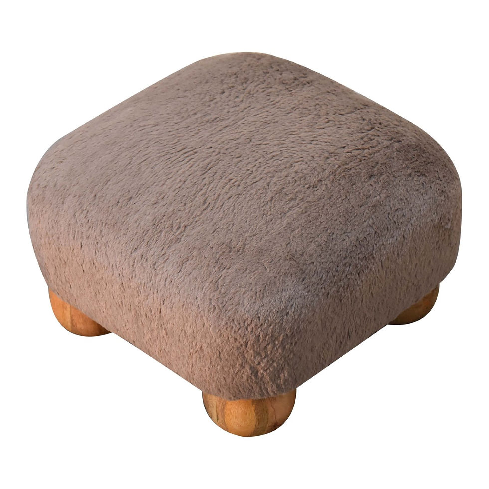 Thumbnail: Mocha Faux Fur Nordic Footstool