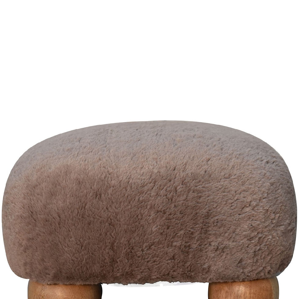 Thumbnail: Mocha Faux Fur Nordic Footstool