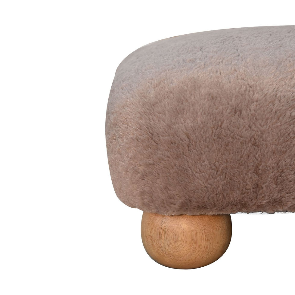 Thumbnail: Mocha Faux Fur Nordic Footstool