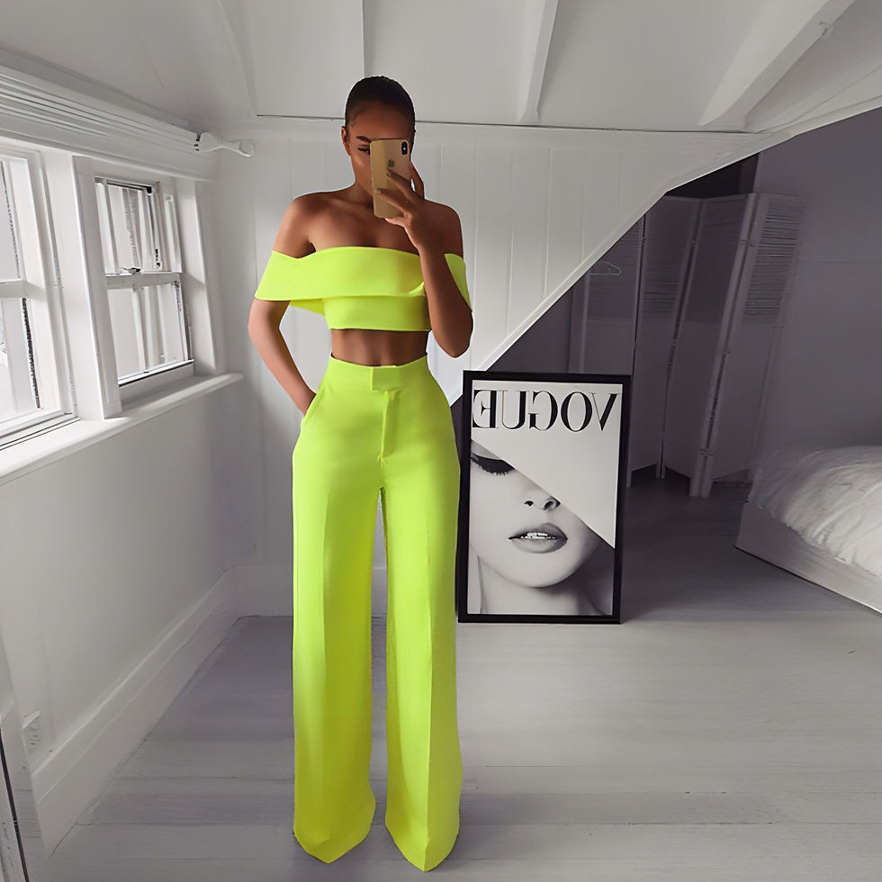 Thumbnail: FlexiChic™ – Wide Leg Pants & Crop Top Two-Piece Set