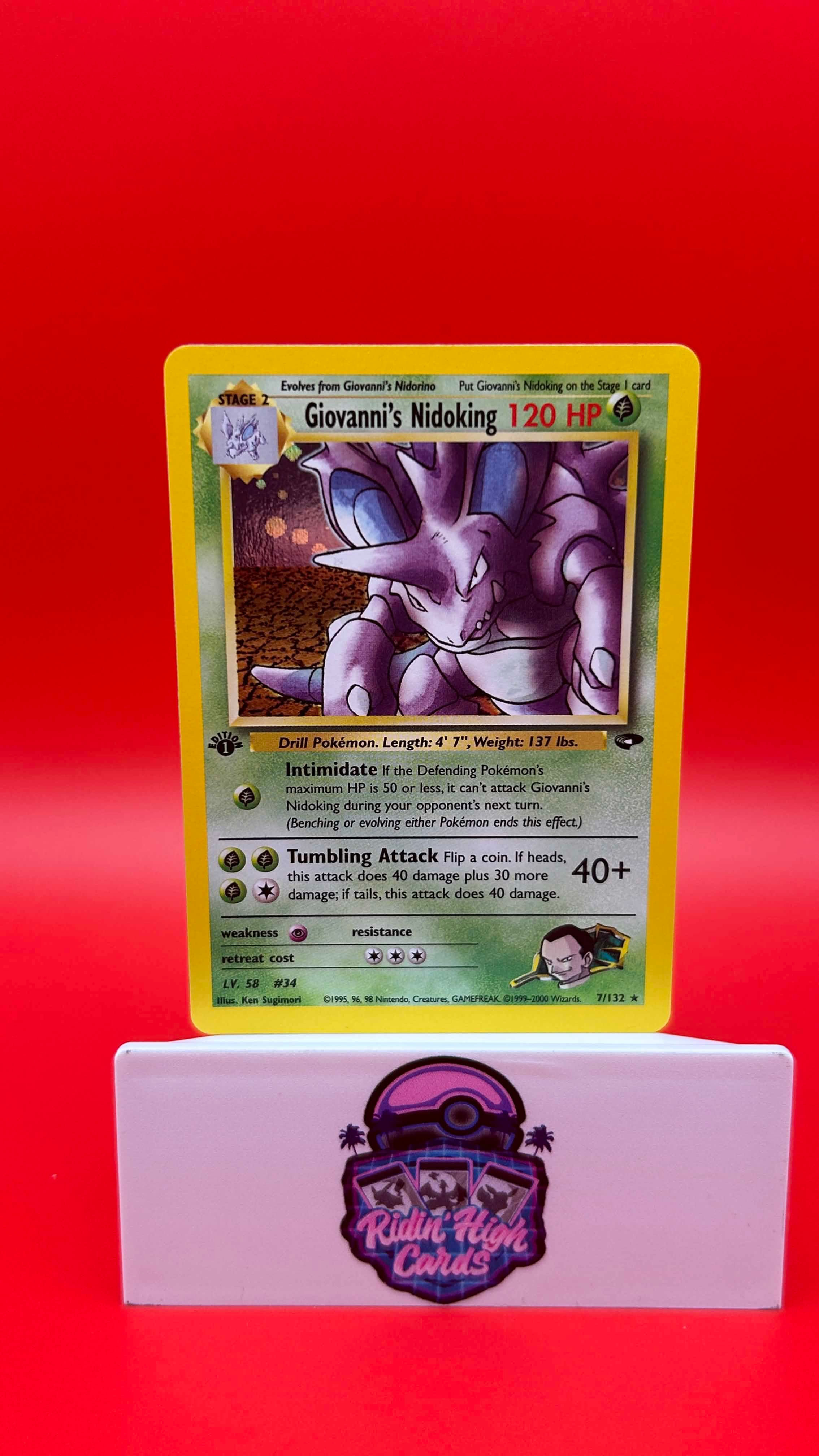 Giovanni's Nidoking Holo 1st Edition 7/132 Gym Challenge - LP