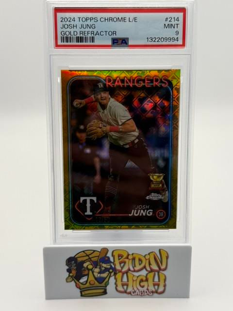 2024 TOPPS CHROME JOSH JUNG #214 GOLD LOGO FRACTOR 42/50 - PSA 9