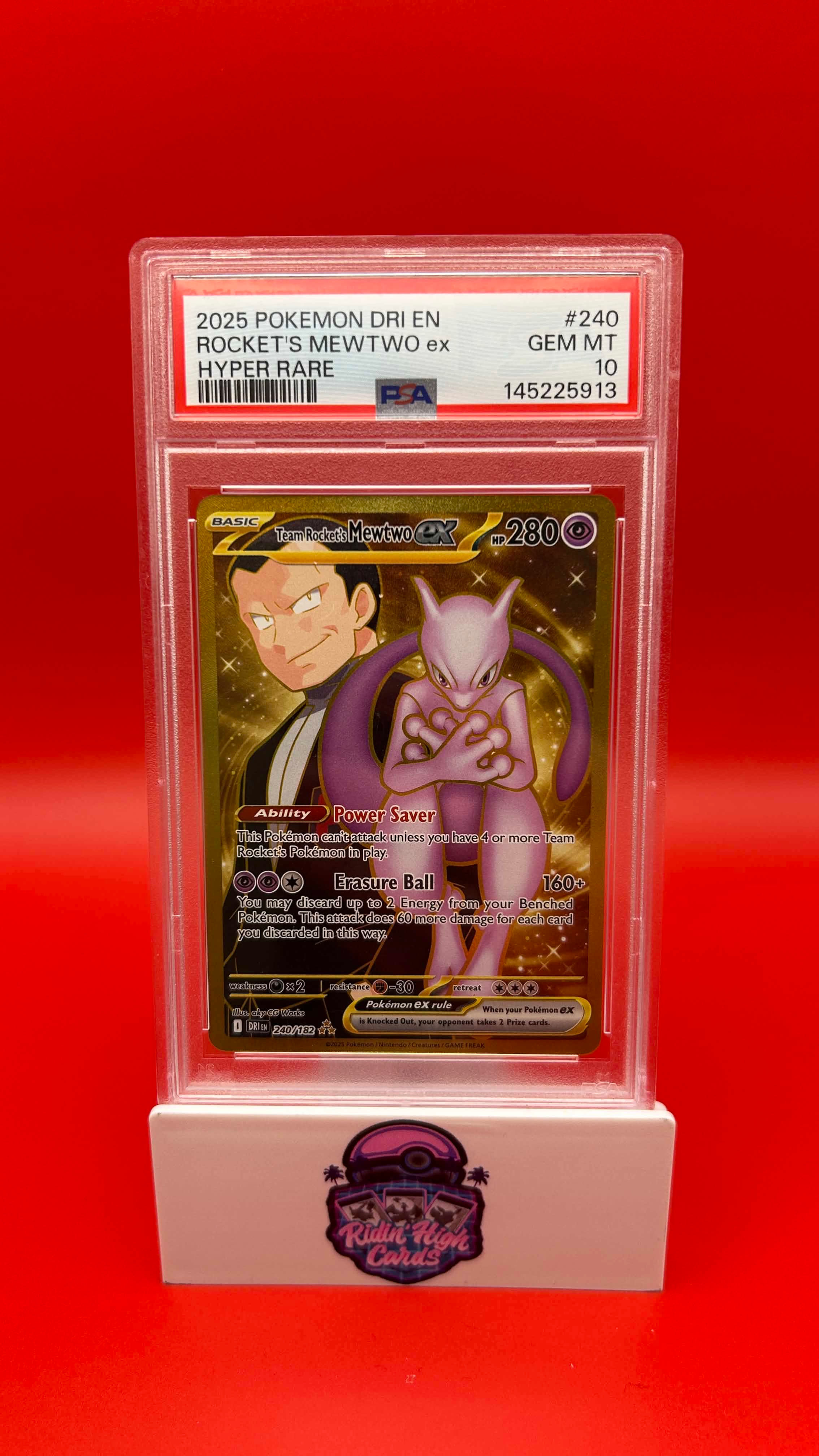 Team Rocket’s Mewtwo ex #240 Hyper Rare 2025 Destined Rivals psa 10