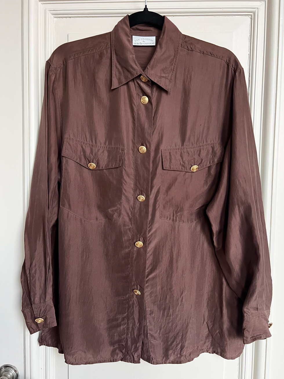 Vintage Bluse Seide Braun (L)