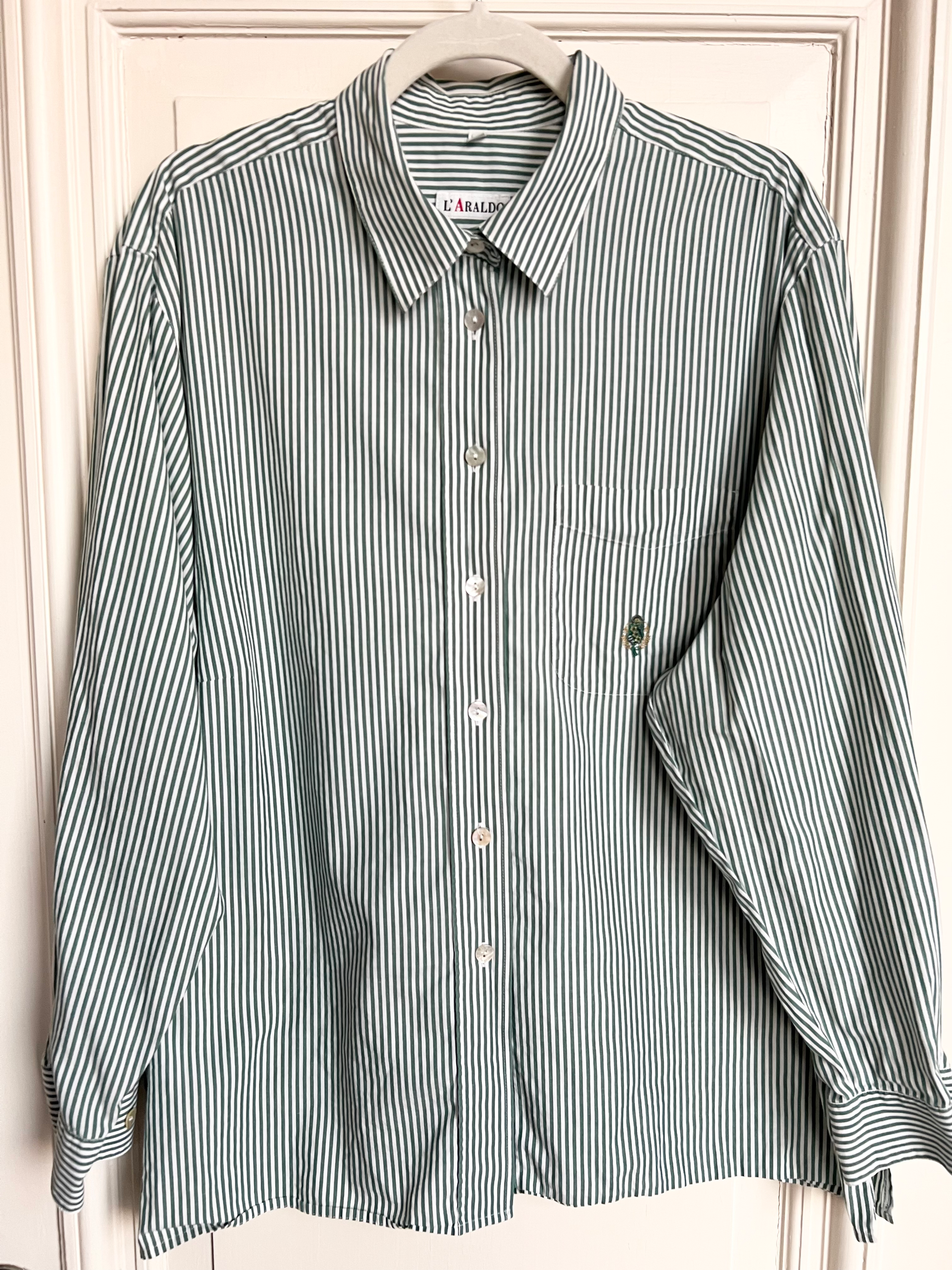 Vintage Bluse Streifen Grün (XL-XXL)