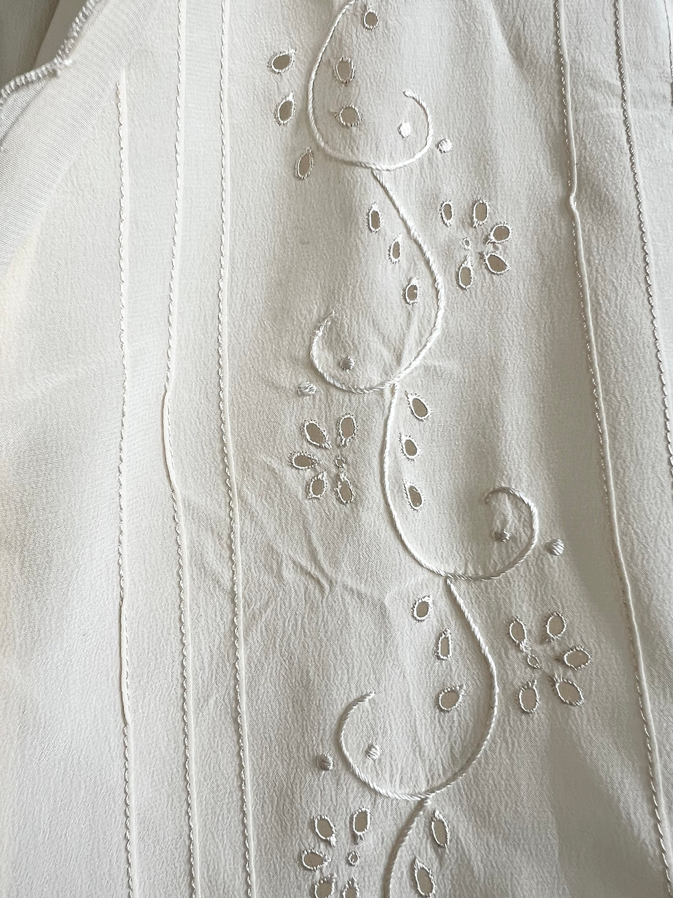 Thumbnail: Vintage Bluse Seide Creme Weiß (M)