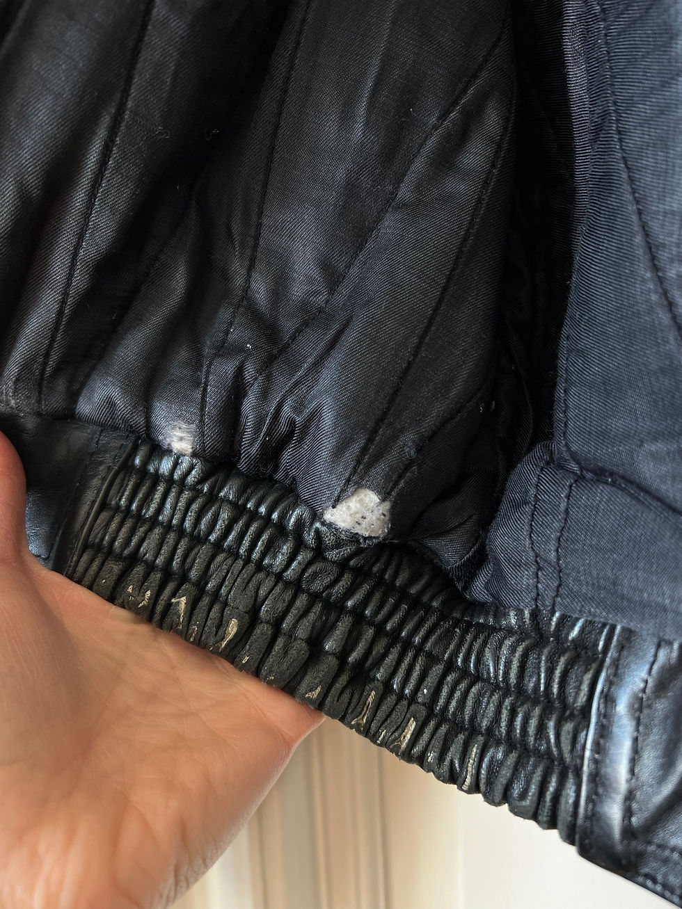 Miniaturbild: Vintage Leder Jacke schwarz cropped 80s (S)