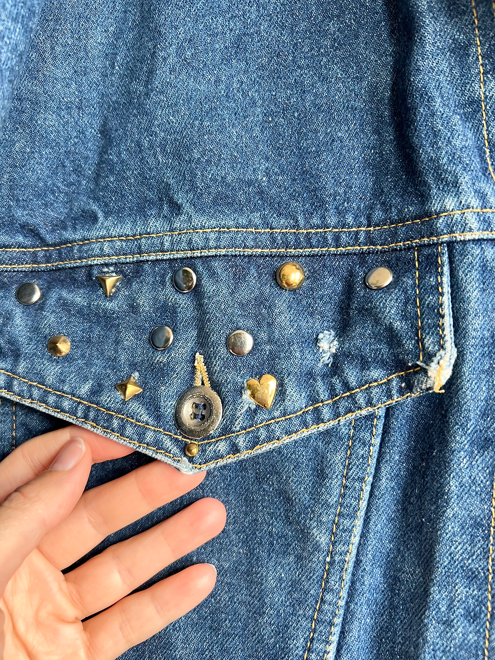 Thumbnail: Vintage Jeans Jacke Nieten (S)